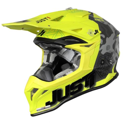 CASCO JUST1 J39 KINETIC CAMO GRAY RED LIME/FLUO YELLOW XS