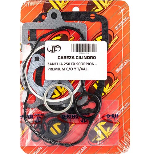 JUNTA TAPA DE CILINDRO ZANELLA 250 FX SCORPION PREM. C/O Y T/VALV JC (21115P/O)