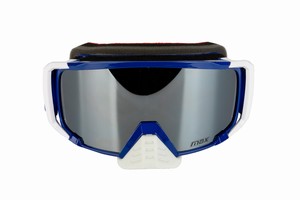 ANTIPARRA ESPEJADA MAX PRO RACE AZUL/BLANCO (C/FUNDA)