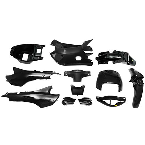 KIT CARENADO SMASH/BIZ/BRAVA NEVADA 110/OTRAS 110CC NEGRO 11 PZAS. PLASTICA VC (1081)