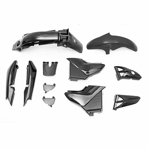 KIT CARENADO YAMAHA YBR 125CC NEGRO 11 PZAS.  PLASTICA VC (1102)