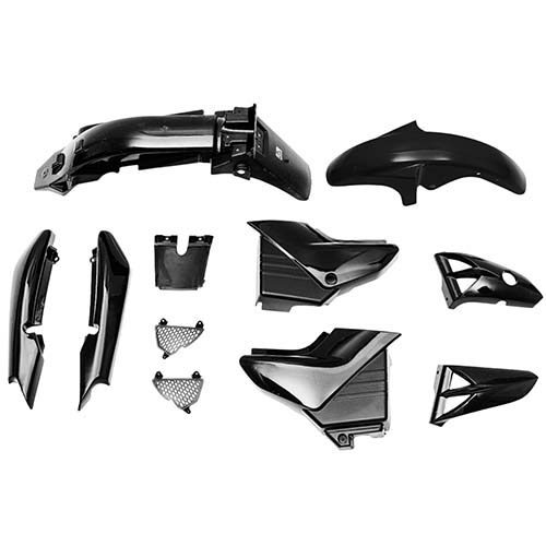 KIT CARENADO YAMAHA YBR 125CC NEGRO 11 PZAS.  PLASTICA VC (1102)