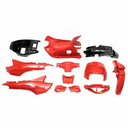 KIT CARENADO SMASH/BIZ/BRAVA NEVADA 110/OTRAS 110CC ROJO 11 PZAS. PLASTICA VC (1081R)