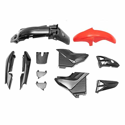 KIT CARENADO YAMAHA YBR 125CC ROJO 11 PZAS.  PLASTICA VC (1102R)