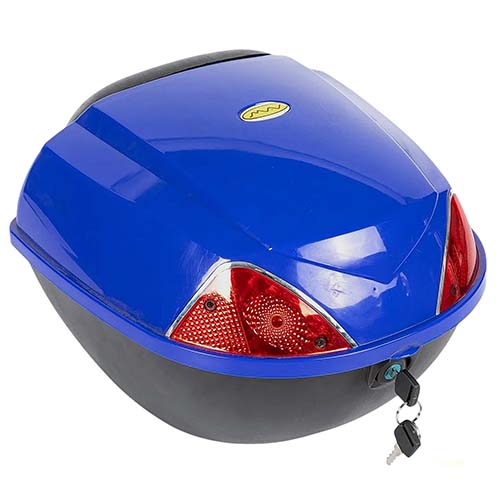 BAUL PORTA OBJETOS 36X34X25 AZUL P/MOTO Y BICICLETAS C/ DOBLE OJO DE GATO PLASTICA VC (597A)
