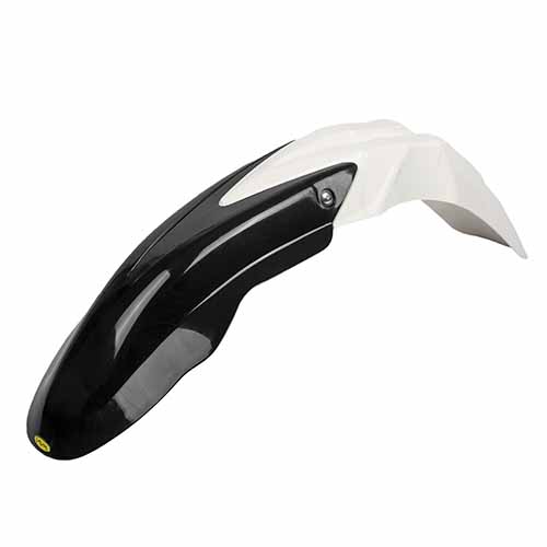 GUARDABARRO DELANTERO CROSS COMPLETO (2 PARTES) COLORES BLANCO/NEGRO PLASTICA VC (798N)