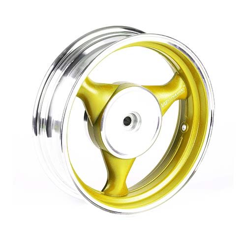 ARO DE LLANTA COMPLETO ALUMINIO TRAS. MOTOMEL VX150 / KELLER 150 AMARILLA STD
