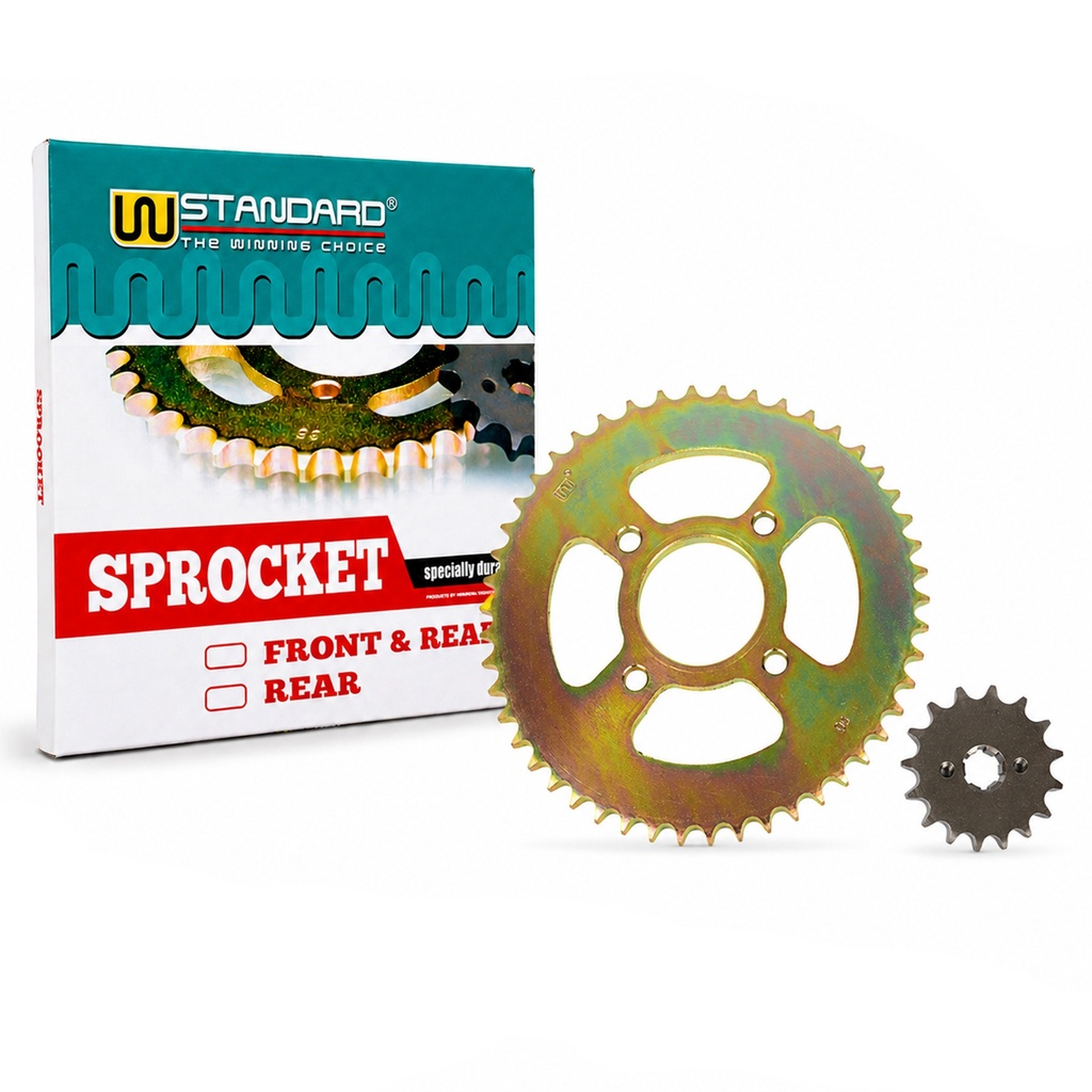 CORONA Y PIÑON MOTOMEL SKUA 200/250/TRIAX150/DAKAR200 (50/16) DORADA STD