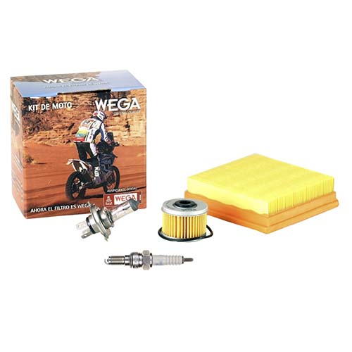 KIT FILTROS HONDA XR250 TORNADO (AIRE+ACEITE+LAMPARA+BUJIA) WEGA KIT-TORNADO