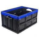 CAJON PLEGABLE MULTIUSO 380X570X280 (60 LTS) NEGRO BORDE AZUL PLASTICA VC (1082A)