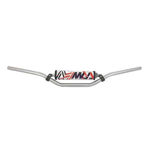MANUBRIO MOTOCROSS BAJO ALUMINIZADO C/ TRAVESAÑO DE ACERO ALUMINIZADO Y PAD MDA (1432)
