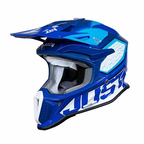 CASCO JUST1 J18 HEXA AZUL/ BLANCO GLOSS XS (CAJ0003XS)