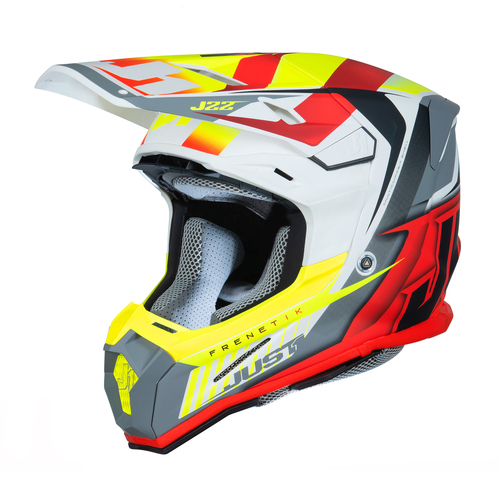 CASCO J22F FIBRA DE VIDRIO FRENETIK FIRE FLUO YELLOW/RED/WHITE MATT XL JUST1