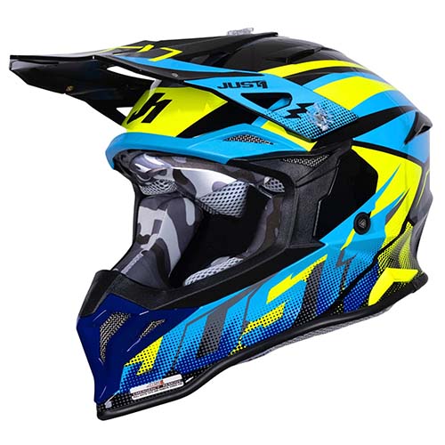 CASCO JUST1 J39 REVO BLUE FLUO YELLOW BLACK GLOSS L