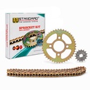 KIT TRANSMISION BAJAJ ROUSER NS160 (45/15) 428HO-134L DORADA C/ORING DOBLE DISCO STC