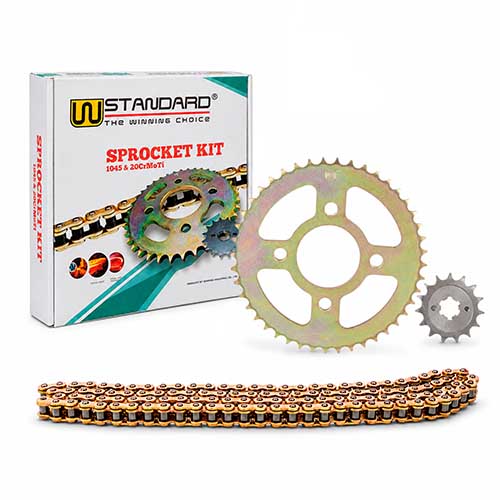 KIT TRANSMISION BAJAJ ROUSER NS160 (45/15) 428H-134L DORADA DOBLE DISCO STD