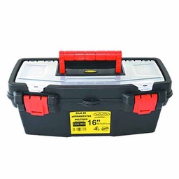 [PVC080] CAJA HERRAMIENTAS MULTIUSO 16" 40,5X20,5X18 COLOR NEGRO C/BANDEJA DIVISORA PLASTICA VC (1041)