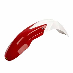 [PVC217] GUARDABARRO DELANTERO CROSS COMPLETO (2 PARTES) COLORES BLANCO/ROJO PLASTICA VC (798R)