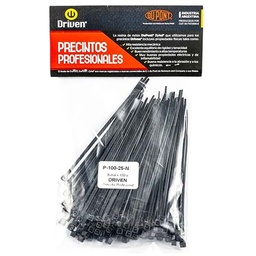 [VEC030] PRECINTO BOLSA X 100UN. 100MMX2,5MM NEGRO DRIVEN (P-100-25-N)