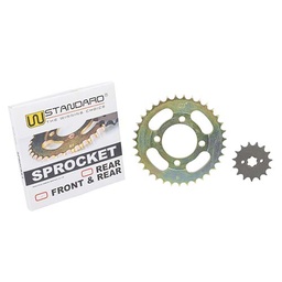 [W25201] CORONA Y PIÑON GILERA SMASH 110/HONDA WAVE (35x15) DORADA STD