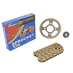 [W89311] KIT TRANSMISION BAJAJ ROUSER NS160 CON DISCO DE FRENO DELANTERO Y ZAPATA TRASERA 428-134L (45/15) C/CAD. DOR. C/ORING STD