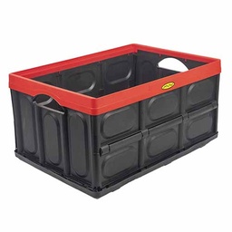 [PVC327] CAJON PLEGABLE MULTIUSO 380X570X280 (60 LTS) NEGRO BORDE ROJO PLASTICA VC (1082R)